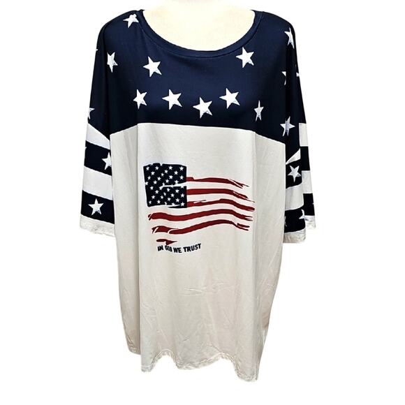 Unisex Patriotic Star and Stripes In God We Trust Short Sleeve T-Shirt Size 4XL - Picture 1 of 9